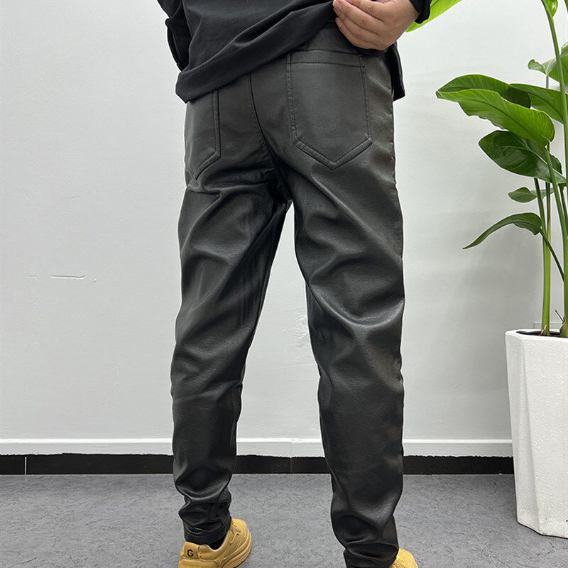 秋冬季款男士皮裤l外卖骑手保暖抗寒防雨哈伦裤骑行冲锋裤防风裤