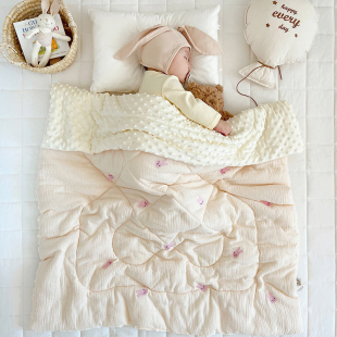 新生婴儿春秋盖毯儿童凉被幼儿园小被子秋冬棉被安W抚豆豆绒毛毯