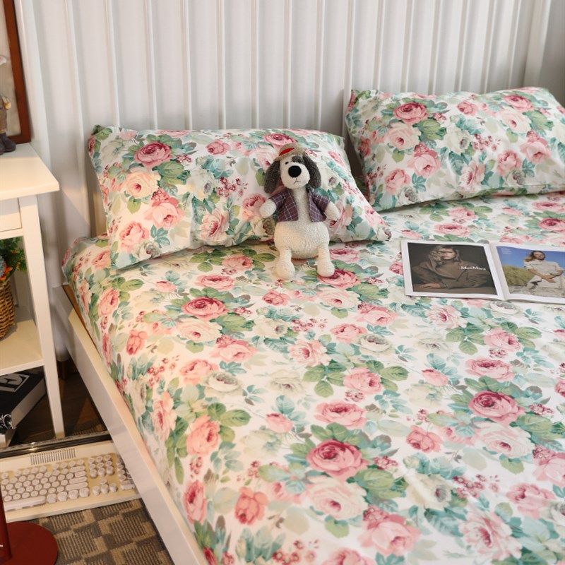 美式玫瑰花复古纯棉全棉席梦思床D垫保护罩防尘套床笠单件全包围,床上用品,床笠,淘宝优惠券,粉丝福利购,淘宝优惠卷