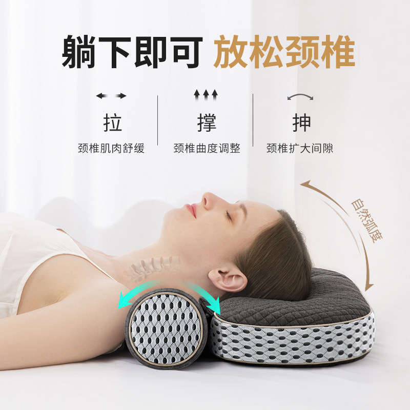 颈椎专用枕头g护颈椎助睡眠单人圆柱硬枕芯全荞麦壳修复睡觉护颈