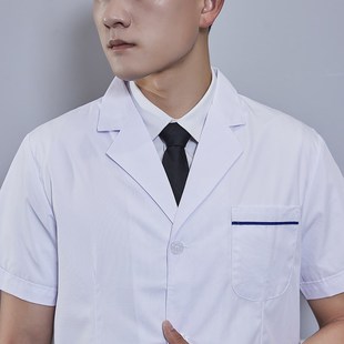 南丁格尔白大褂男医生服短袖 实验服女白大衣口P腔牙科工作服薄夏