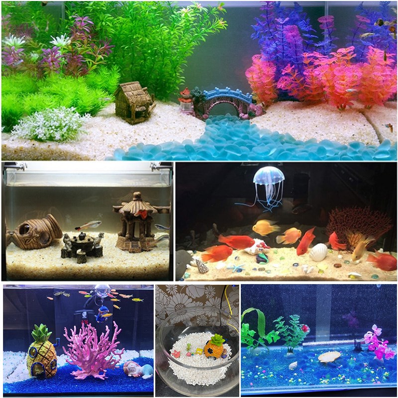 鱼缸底砂c造景沙天然砂石桌面缸底部小石头装饰水草原生溪流石