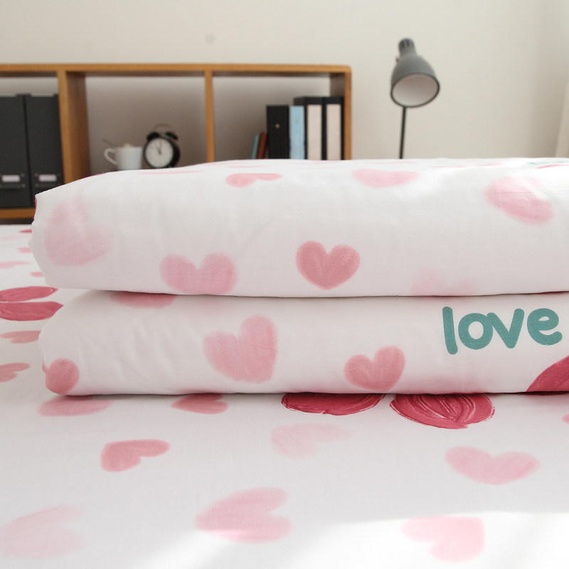 花和爱心纯棉被套单件全棉被罩被芯套150x200被子套被单20W0x230c
