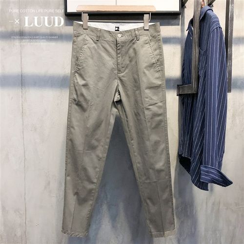 LUUD【多色】j春季纯棉卡其色9九分休闲裤修身小西裤男百搭长裤子