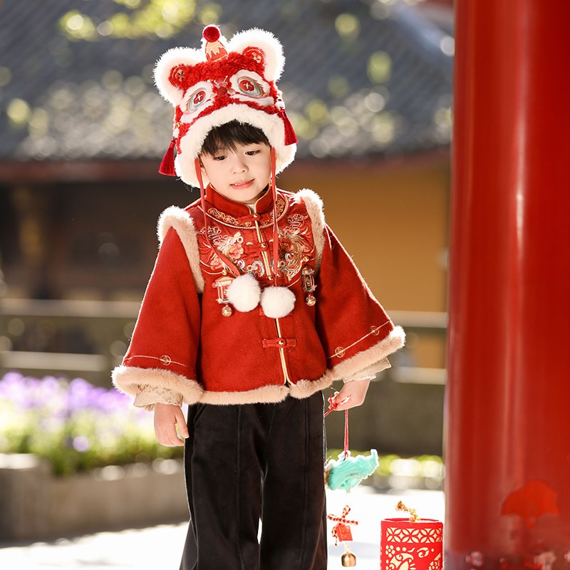男童拜年服冬季2025新t款汉服儿童国风唐装过年服男宝喜庆新年衣
