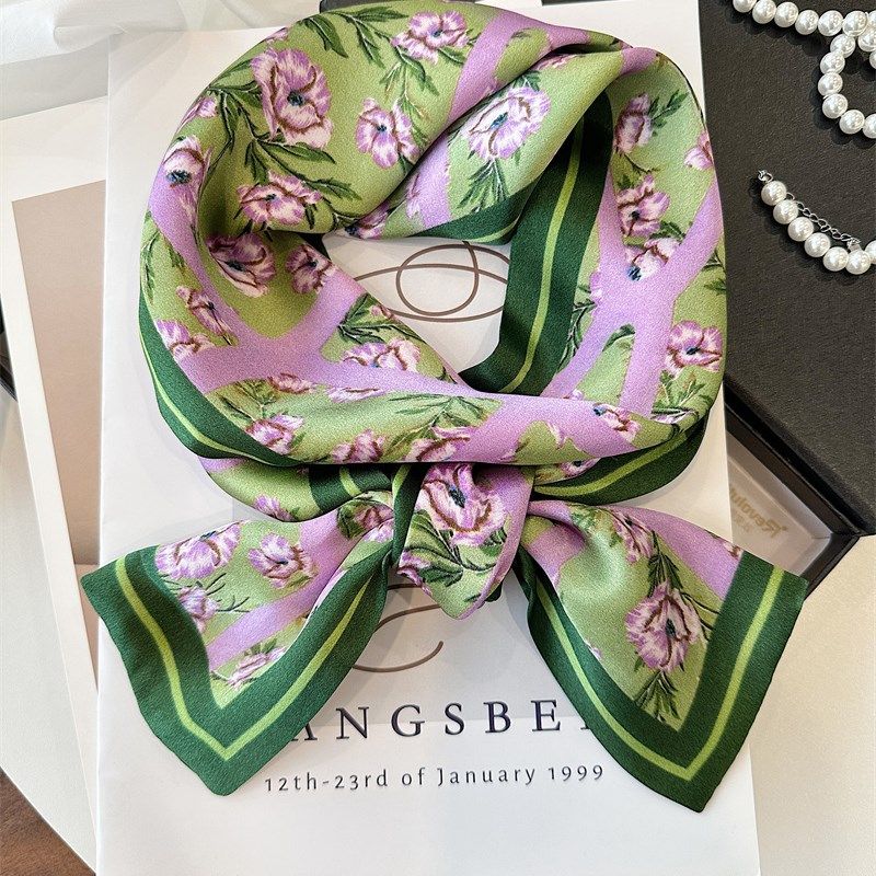 气质百搭银杏桑蚕丝巾100%春秋时尚双层真丝N围巾送礼盒领巾长飘