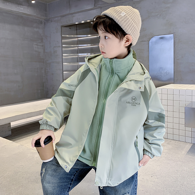 男童秋冬款可拆卸三合一冲锋衣2A024新款秋装中大儿童男孩加厚外