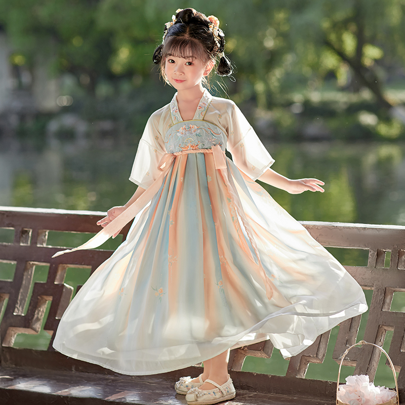 儿童古典舞演出服中国风女童汉服秋款G表演服装飘逸古风舞蹈服夏