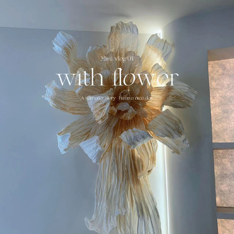 巨型纸艺花香槟渐层婚礼褶皱x美塑花装饰婚庆摄影背景舞台立体道