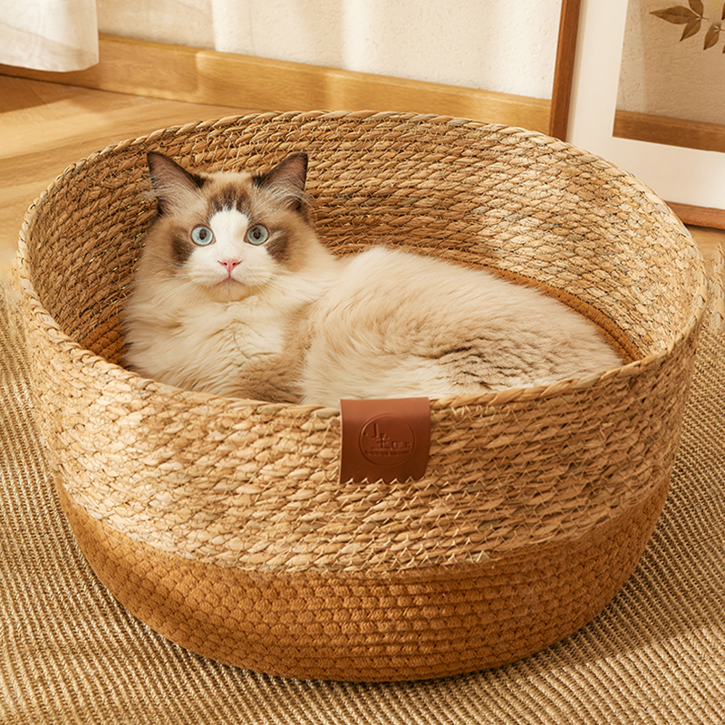 藤编猫窝四季通用幼猫安t全窝超级大夏猫咪凉窝网红猫抓板窝猫床