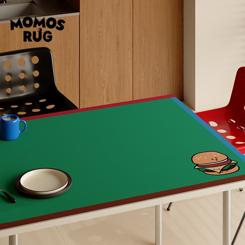 汉堡薯条皮革餐桌垫 pvc防水防油可E擦免洗书桌垫可定制氛围感桌