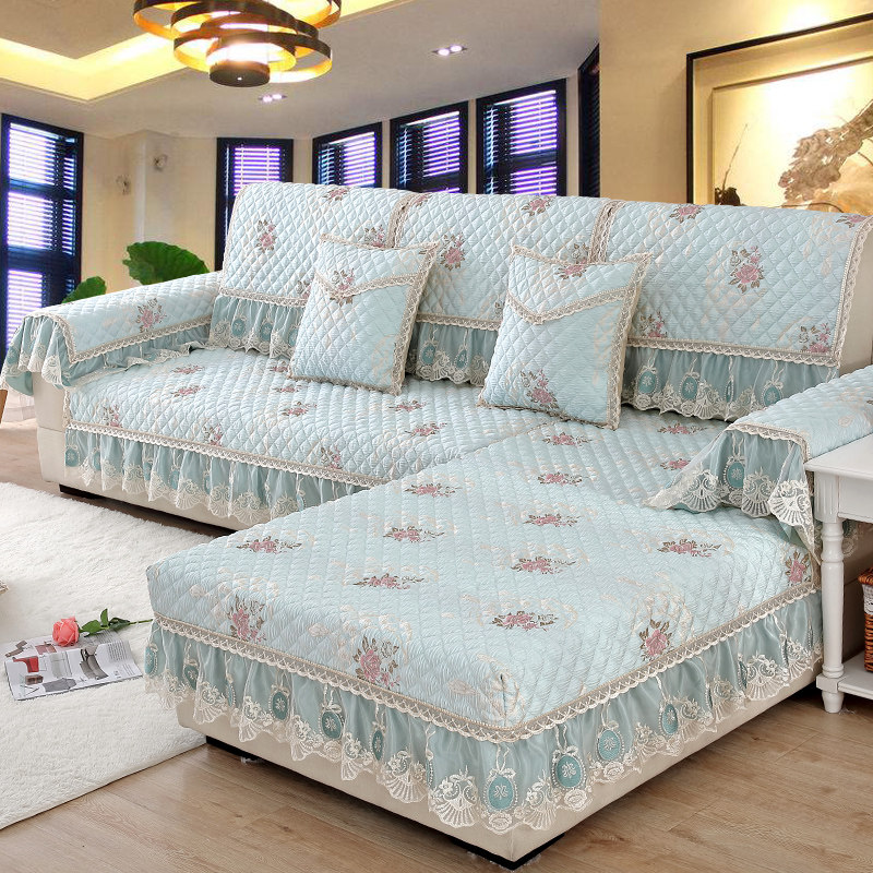 欧式沙发垫四季通用防滑蕾丝坐垫靠背巾贵妃全包万Z能沙发套罩