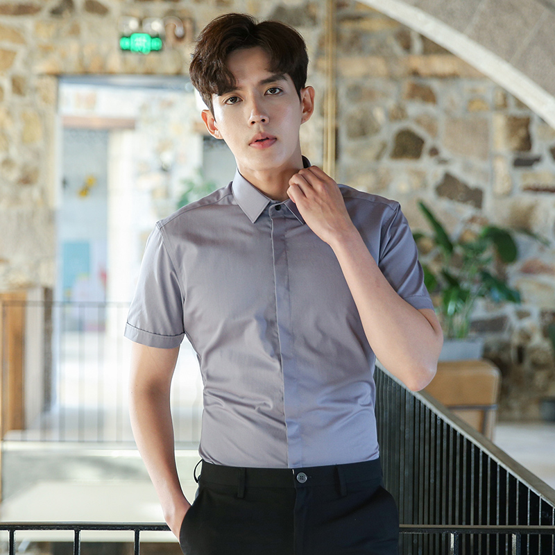 白色短袖衬衫男夏季薄款职u业装男士寸衫商务西装正装工作白衬衣