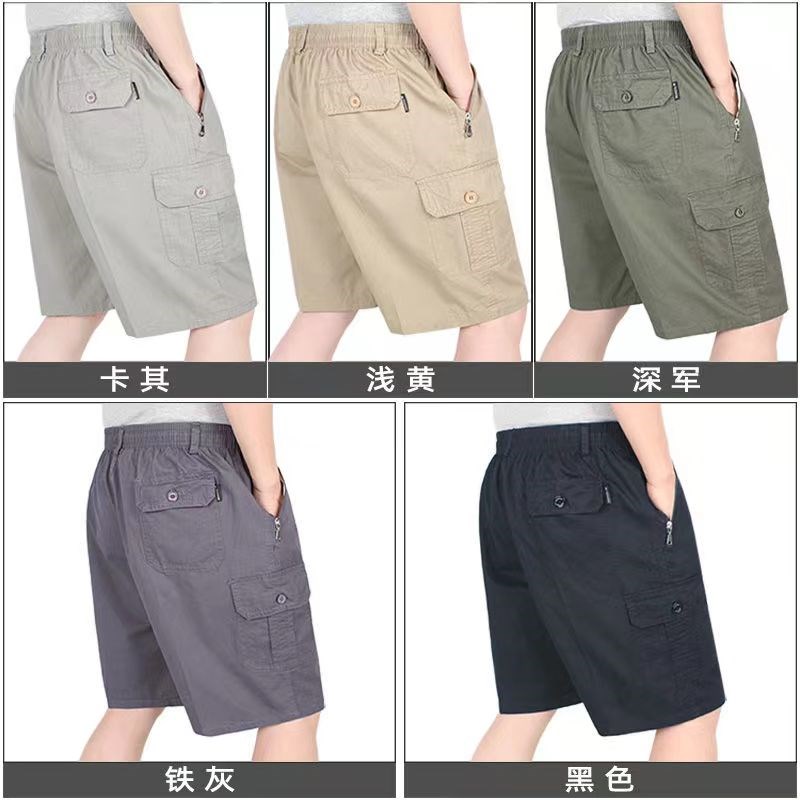中老年宽松男士纯棉五分裤夏季中年爸爸J装休闲老年人薄款深裆短