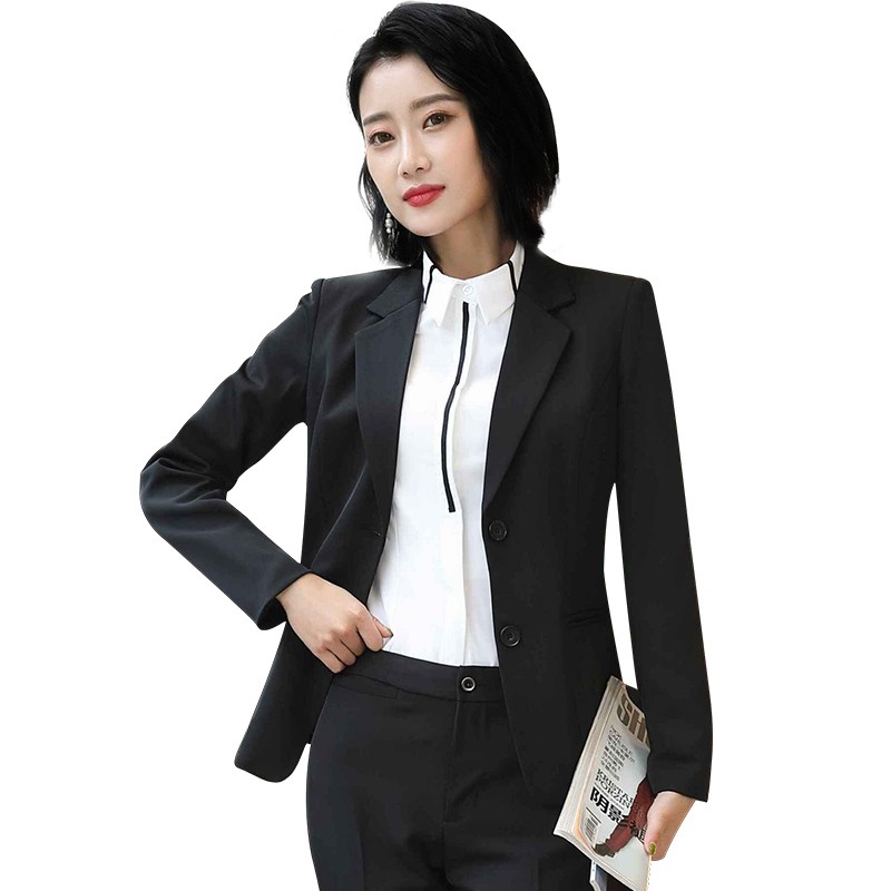 秋冬职业装气质女神范套装正装女学生黑色西M装外套女士西服工作