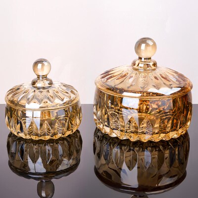创意欧式水晶玻璃糖果罐家v用透明糖缸零食收纳盒带盖储物罐高颜