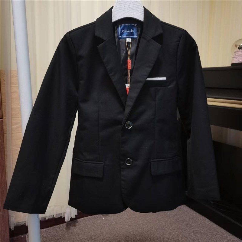 儿童小西装110男童黑色西服套装120花童礼服7O小主持演出服大码17
