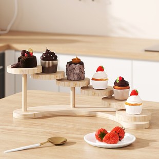 实木展示架点心多肉阶梯饰品摆件C道具展示台摆摊桌面收纳陈列架