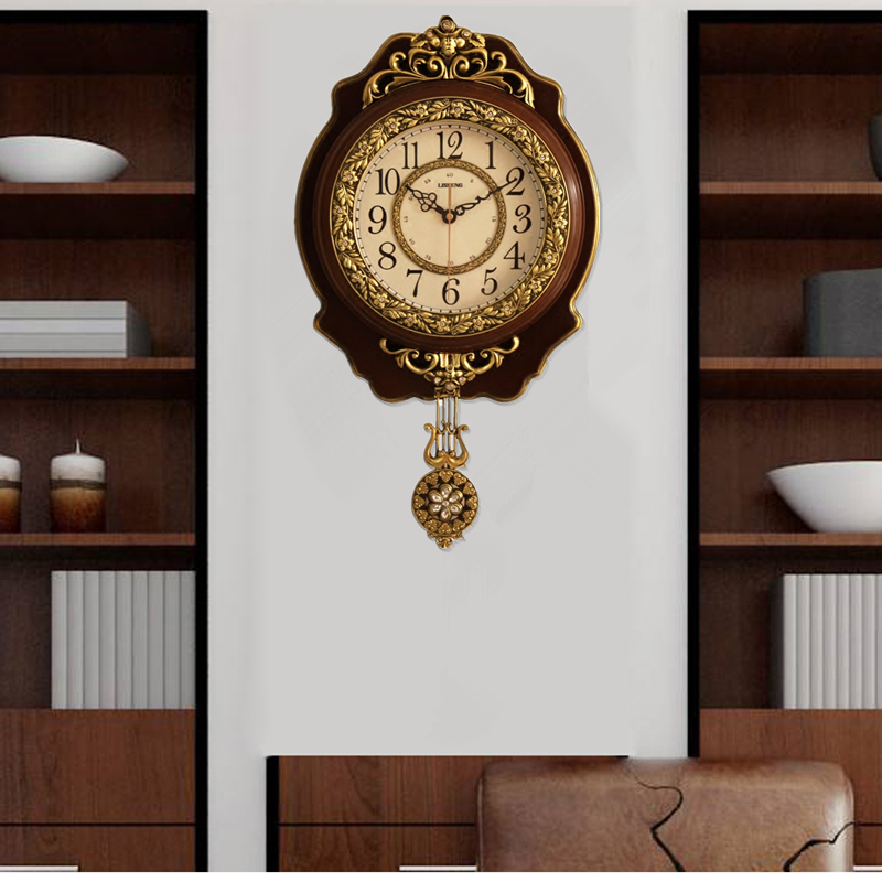 美式挂钟客厅奢华石英钟表欧式创意E时尚静音时钟家用大气墙上挂