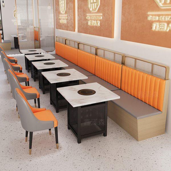 轻奢自助火锅店不锈钢屏风岩板桌椅烤肉串串商用卡座沙发组合,商业/办公家具,卡座,淘宝优惠券,粉丝福利购,淘宝优惠卷