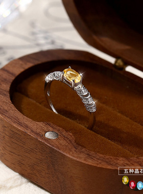 S925纯银天然水晶石轻奢女戒