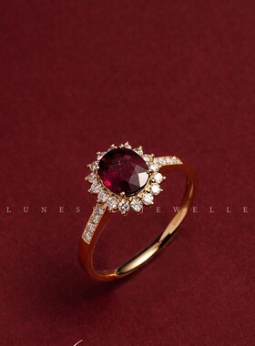 玫瑰陛下复古红宝石S925银戒指