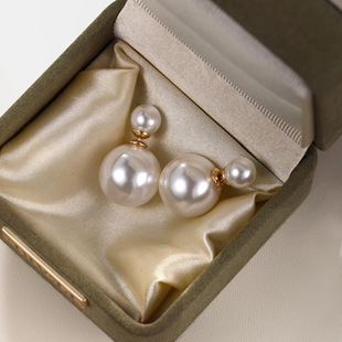 S925纯银针前后两戴珍珠耳环女2026爆款秋冬轻奢高级感耳饰品