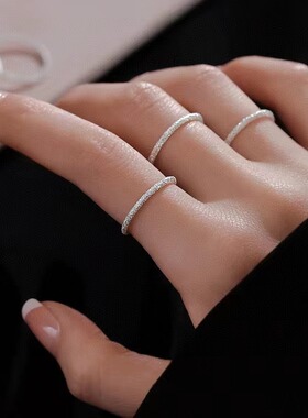 999足银古法几何素圈情侣对戒