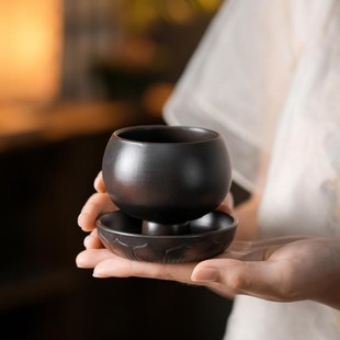 紫陶主人杯单杯陶瓷茶杯不倒杯个人专用杯子转转杯茶盏品茗杯茶碗