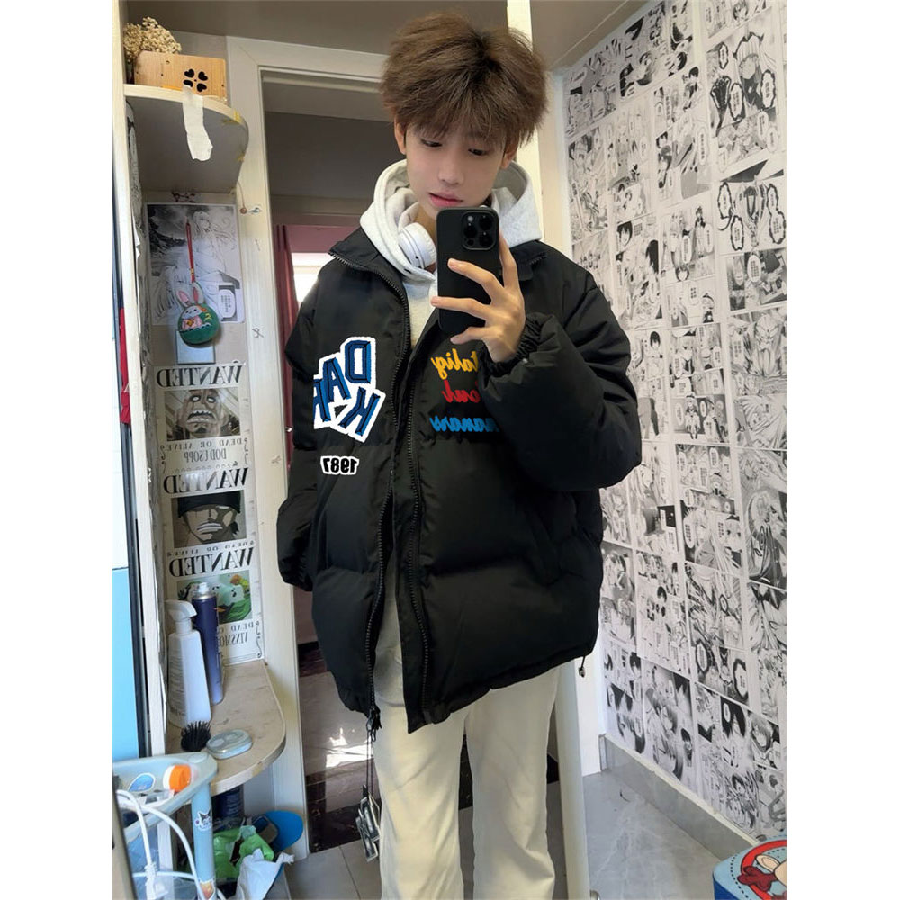 潮牌美式高街立领羽绒棉服男冬季