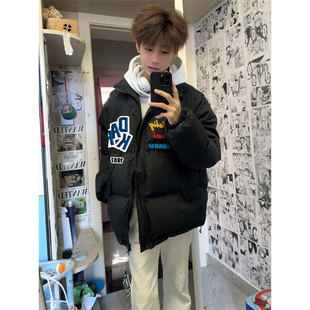 lhak潮牌美式 加厚宽松保暖面包服棉衣外套 高街立领羽绒棉服男冬季