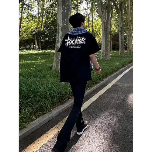 国潮牌美式高街字母印花短袖t恤