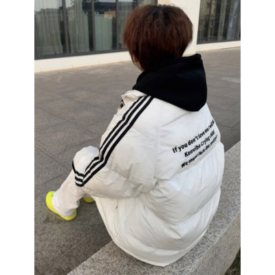 三条杠立领棉袄外套羽绒棉服男