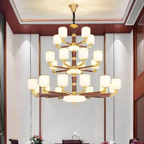 新木中式复式楼大吊灯ZHB别客厅全铜中国墅实挑风高楼中楼客厅大