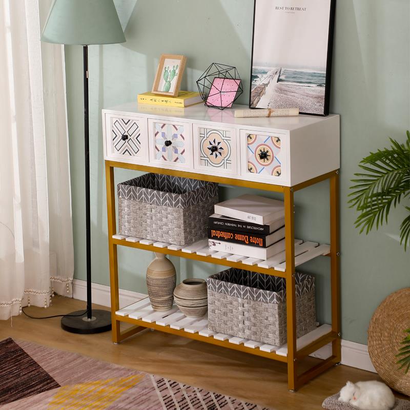 新款阳子台多层客落地花架F76HT875厅实木斗柜收纳柜物子储架家用