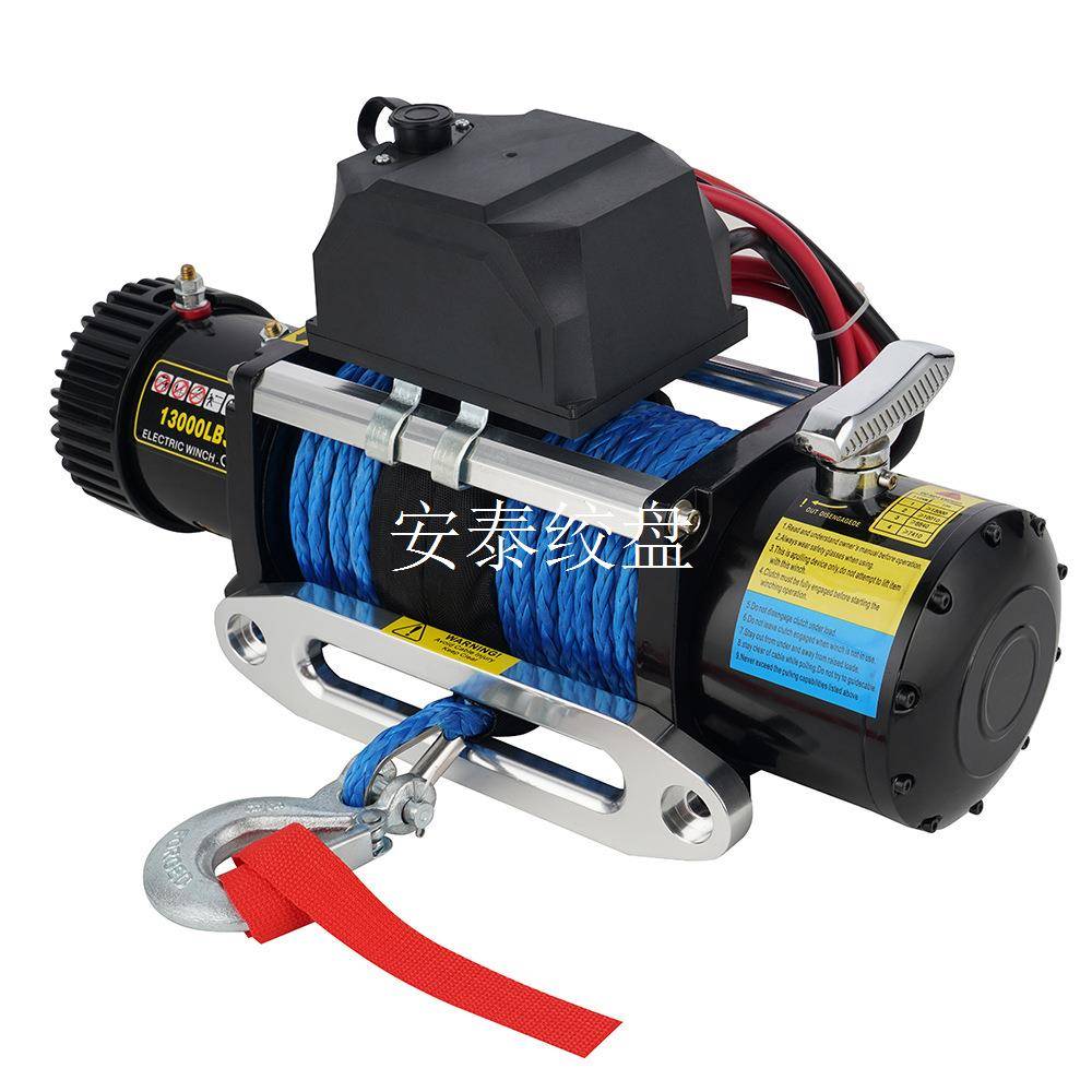 新款厂家直销12v/24v13000磅尼龙绳越野车绞盘电动绞盘汽车绞