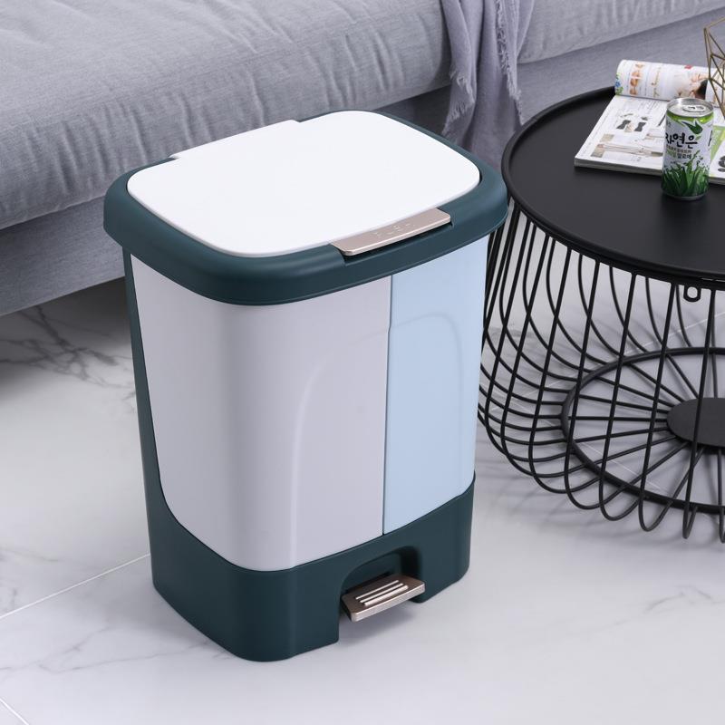 踏脚类垃圾桶家用干湿离厨余分桶按压密封收纳桶家分用厨房清BSD-