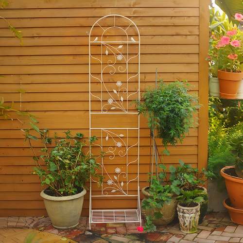 落地式底铁艺架一件起批户外花园庭院铁线HM2226莲爬藤架花盆座栽