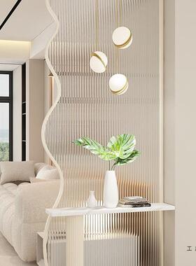 奶油风玻璃断隔客厅沙发遮挡入户玄意关生创屏风卫间浴室玻璃MVX