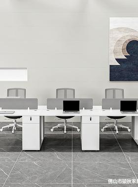 职员办公桌员工椅公并排白色桌工位屏风隔断卡ZHK位办室财务组合