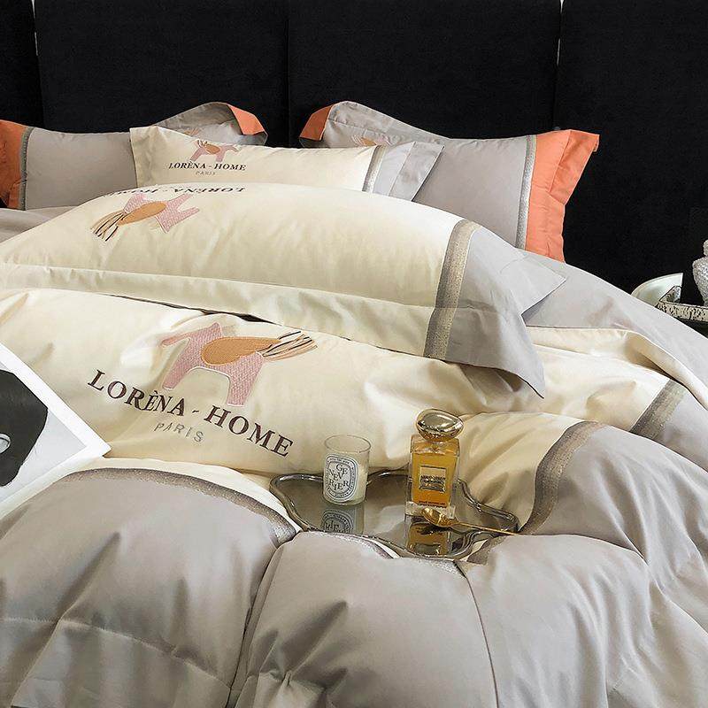 轻奢10四0支RHX长棉件绒套全棉磨毛被套加床上用品四件套纯棉厚全