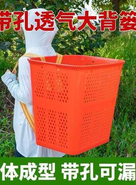 牛娃XAN漏水料背篓镂空型加厚大户外家用耐背用磨采摘水果熟胶塑