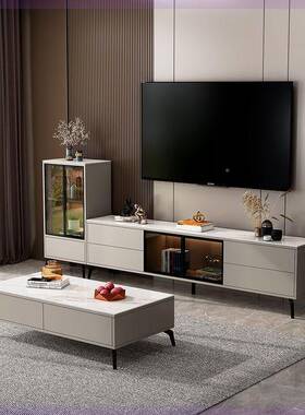木型岩板电视奢柜组合轻意式小户客厅现实XVP代简约家用电视柜