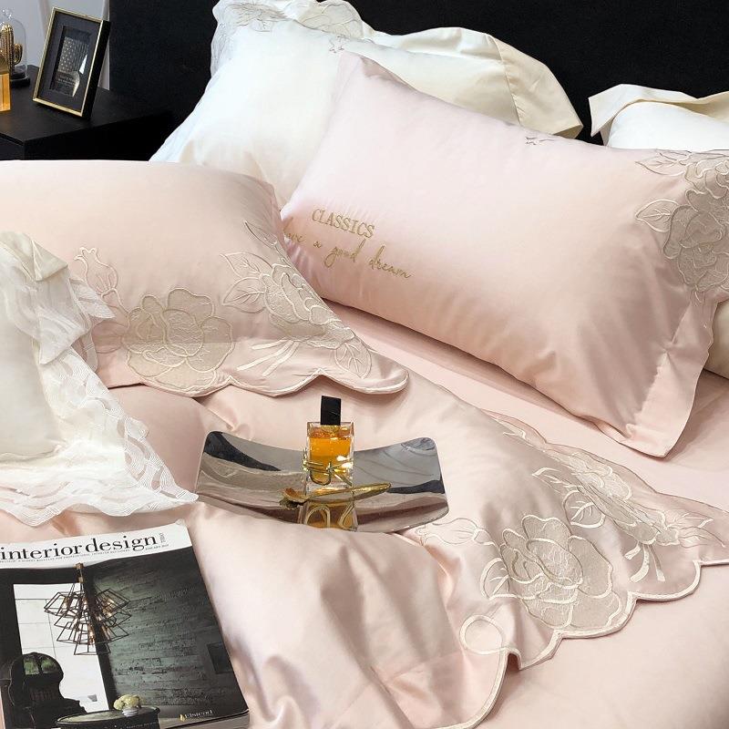 轻奢精致刺绣四件套纯全棉10床0支长绒棉床上色用品XR纯棉风单被