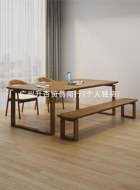 C窓全实木书桌约现桌代客厅大简长书桌工作台家AL101729用大板餐