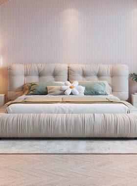 意式气卧磨砂绒压布云朵主床Y8104储物现代简约双人软包床布艺床