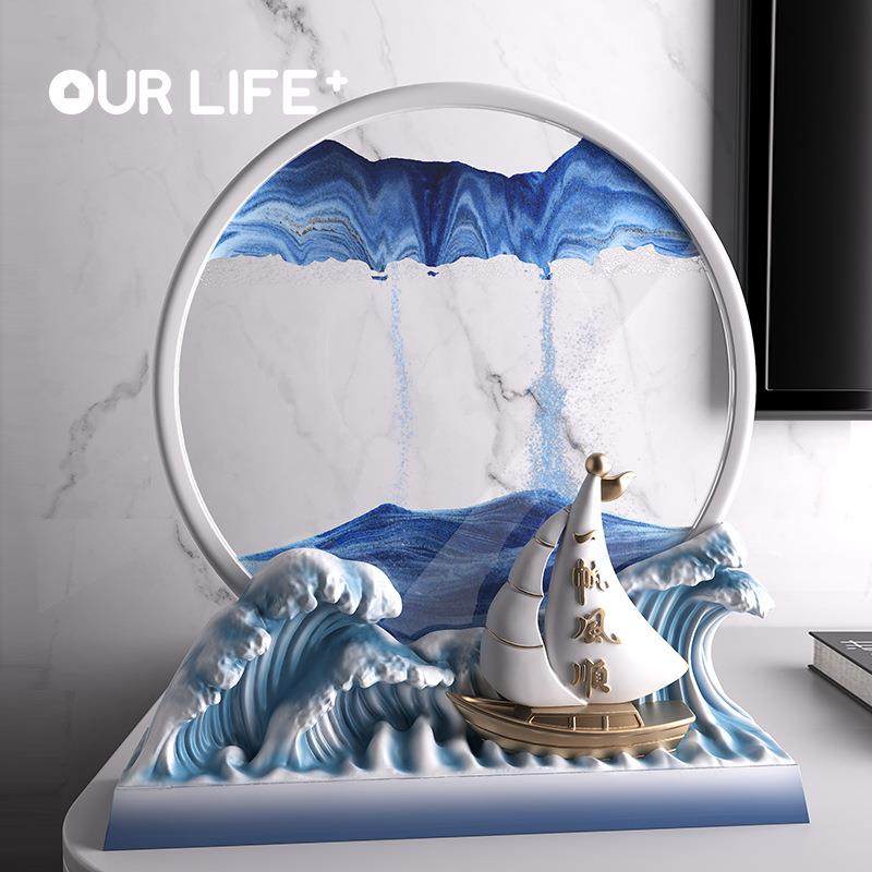 乘RGM风浪流沙画解压摆件厅奢轻高档创意沙漏电破视柜酒客柜家居