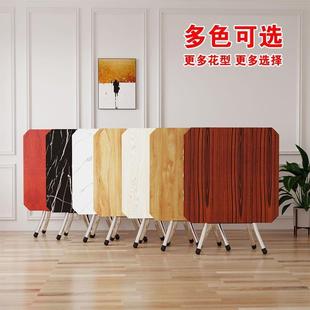 家圆形简易折餐桌正方形桌便叠携可吃IHM饭户桌大圆桌小型用折叠