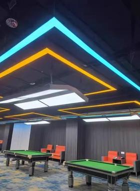 ?台球ZFD室形无缝接超市氛围灯长方e形彩色弧灯ld市健身房拼长条