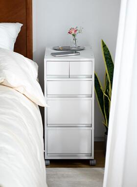 ?霜抽屉式收纳柜办公室物LXPA文件储柜家用桌下山多层可移动4置物